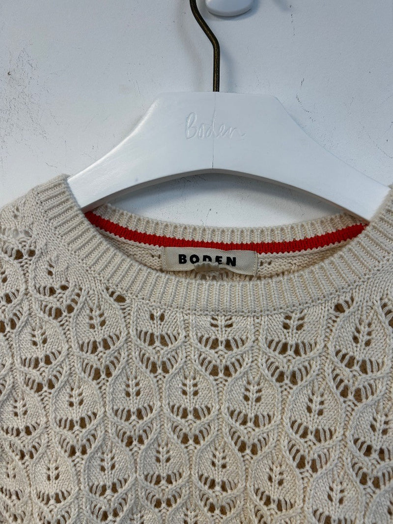 BODEN Crochet Knit Jumper Size XS Warm Ivory NEW w/Fault