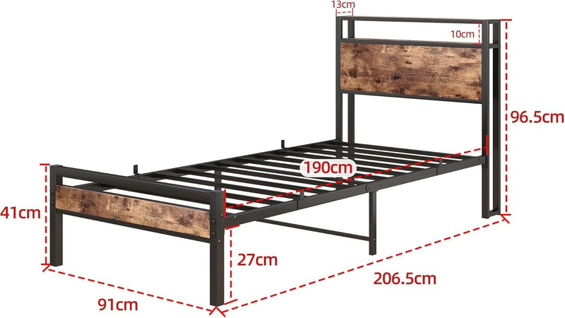 Single Bed Frame 3ft Solid Metal