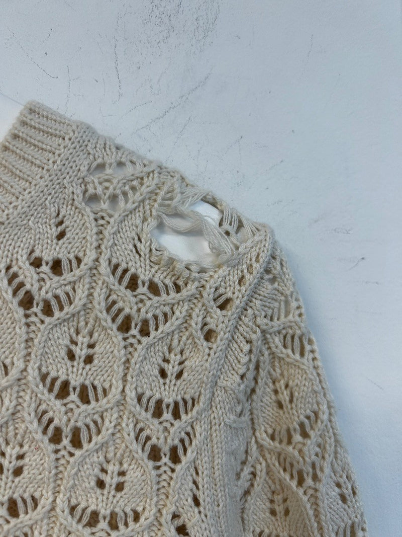 BODEN Crochet Knit Jumper Size XS Warm Ivory NEW w/Fault