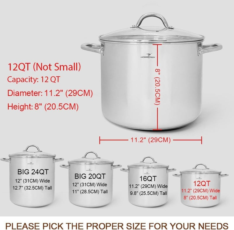 Stock Pot 11L with Lid Mirror Polished 29cm