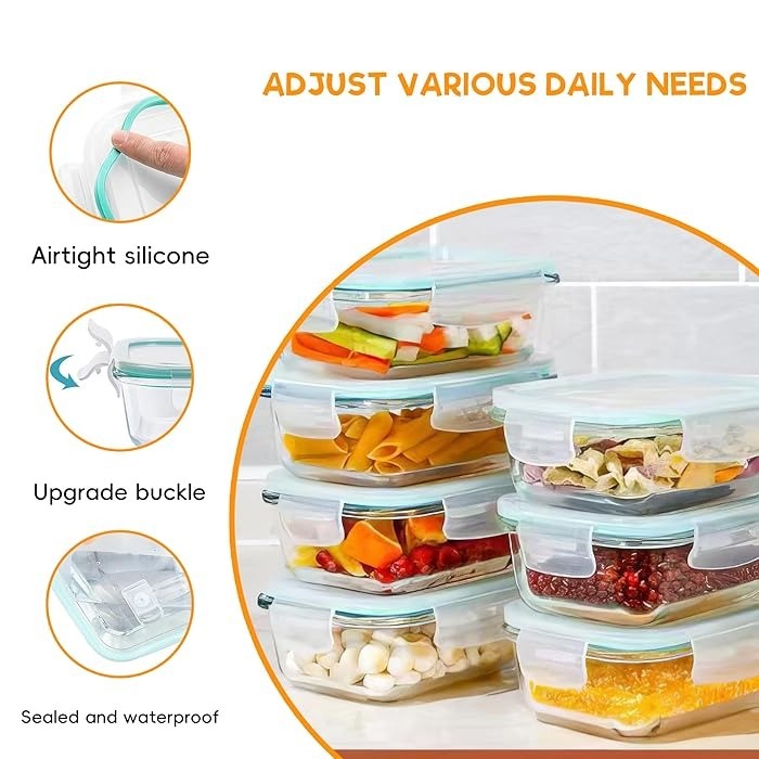 Food Glass Containers With Lids 4 PCS 2260ml