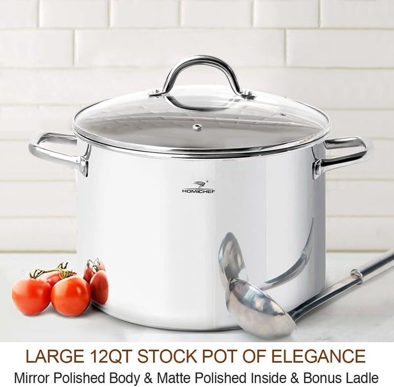 Stock Pot 11L with Lid Mirror Polished 29cm