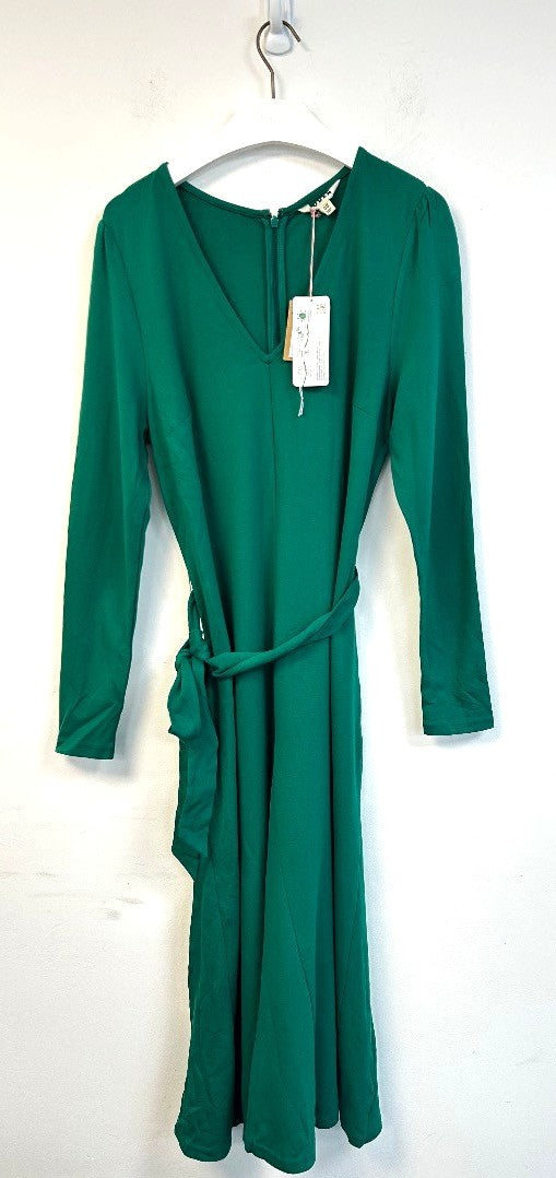 BODEN Bella Ponte V-Neck Midi Dress UK 16R Veridian Green NWT