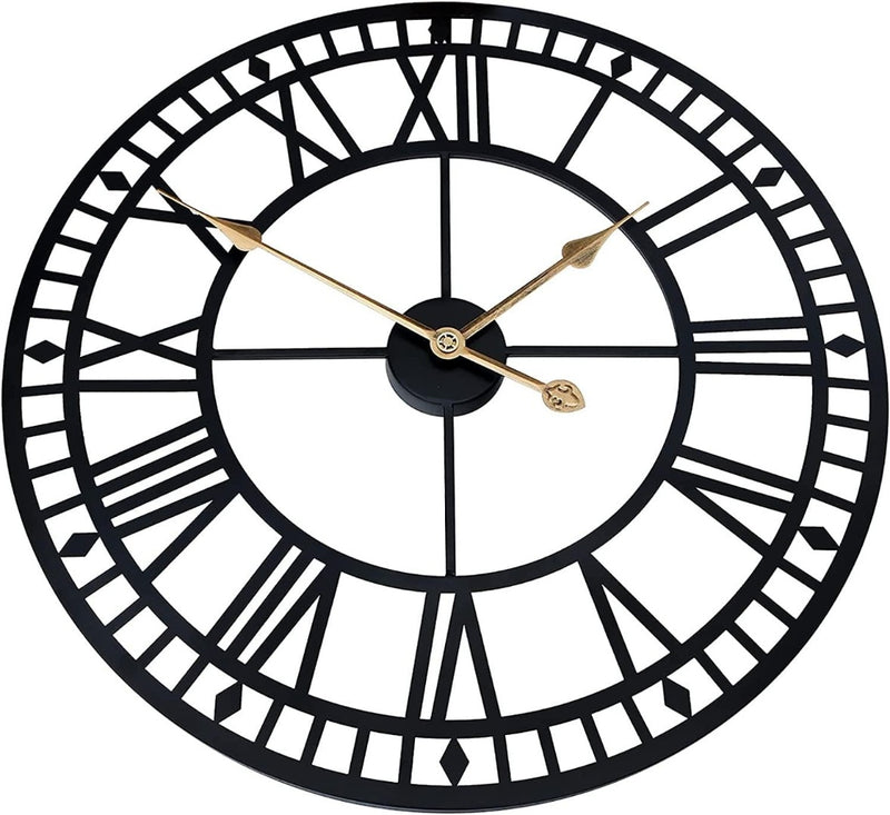 Large Wall Clock Non-ticking Decorative Black