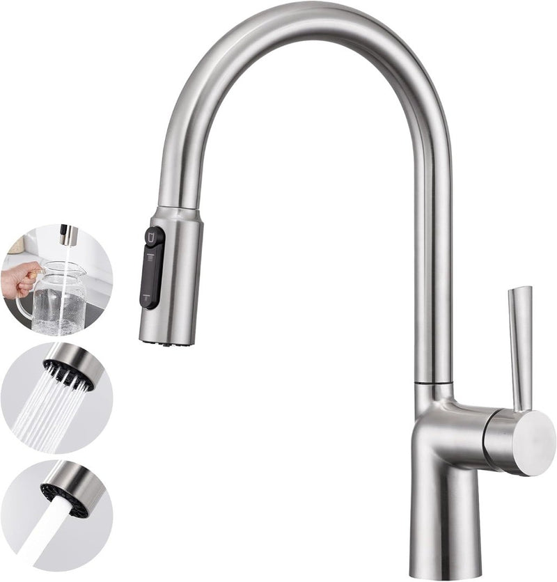 Kitchen Tap w/ Pull Out Sprayer Stainless Steel