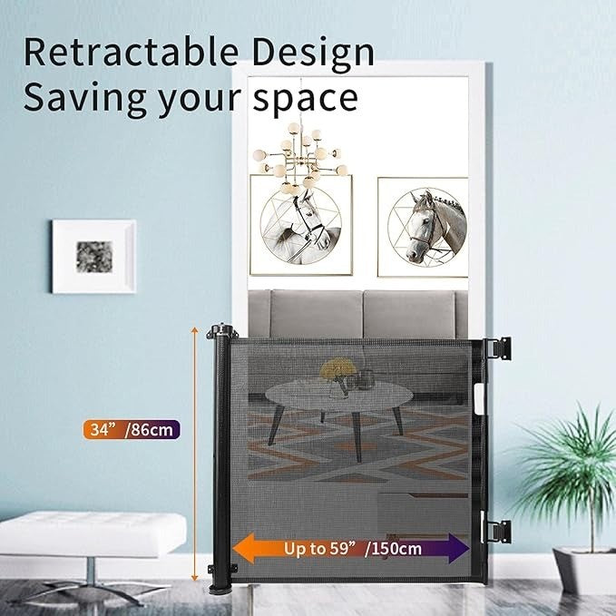 Retractable Baby Gate - Upgraded Stair Gates for Dogs, 150x86CM Stair Gates for