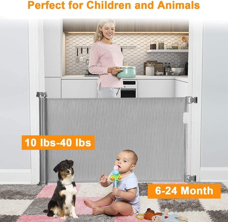 Retractable Stair Gate for Baby, Extra Wider Safety Dog Gate 150cm, 86cm tall