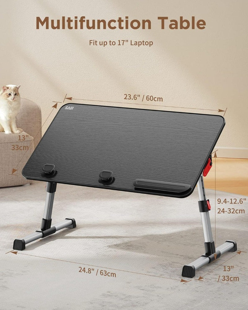 Table, Bed Table Height Adjustable, with 4 Adjustable Angles, Foldable Laptop