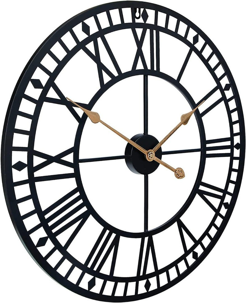 Large Wall Clock Non-ticking Decorative Black