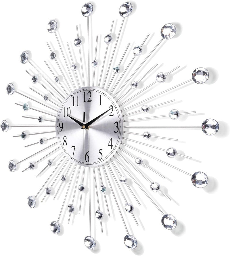 23" Wall Clocks, Metal Large Crystal Wall clock (silver)