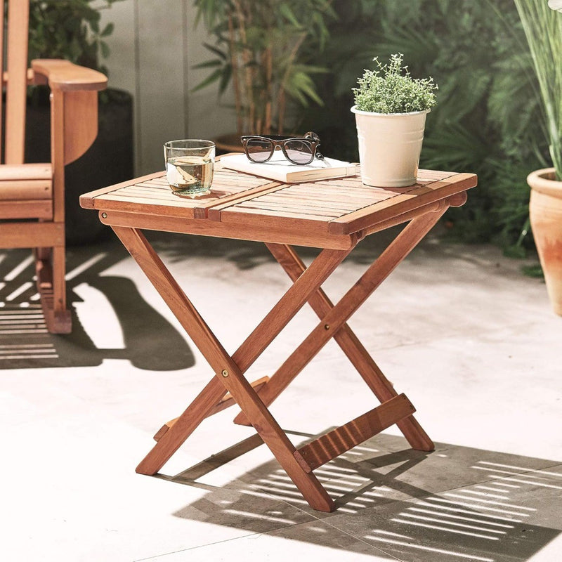 Garden Side Table 50cm Wooden Acacia