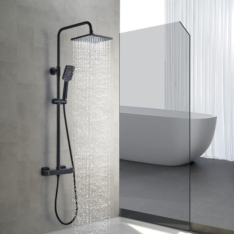 Thermostatic Shower Mixer Set Matte Black