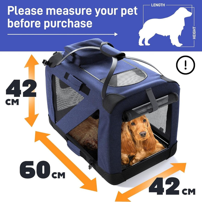 Dog Travel Crate Pet Carrier Collapsibl Blue