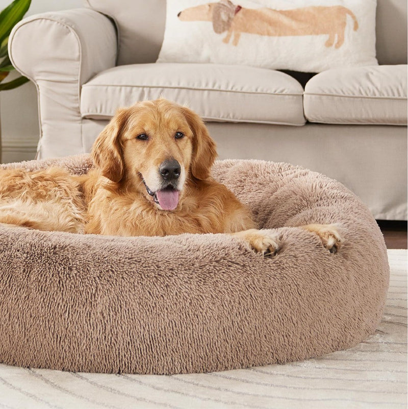 Donut Dog Bed Large Fluffy Camel