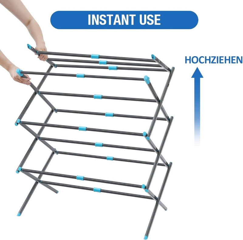 Expandable Clothes Drying Rack 3-Tier Black Blue