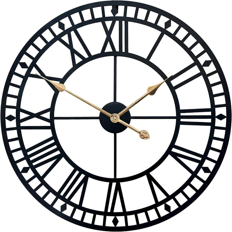 Large Wall Clock Non-ticking Decorative Black