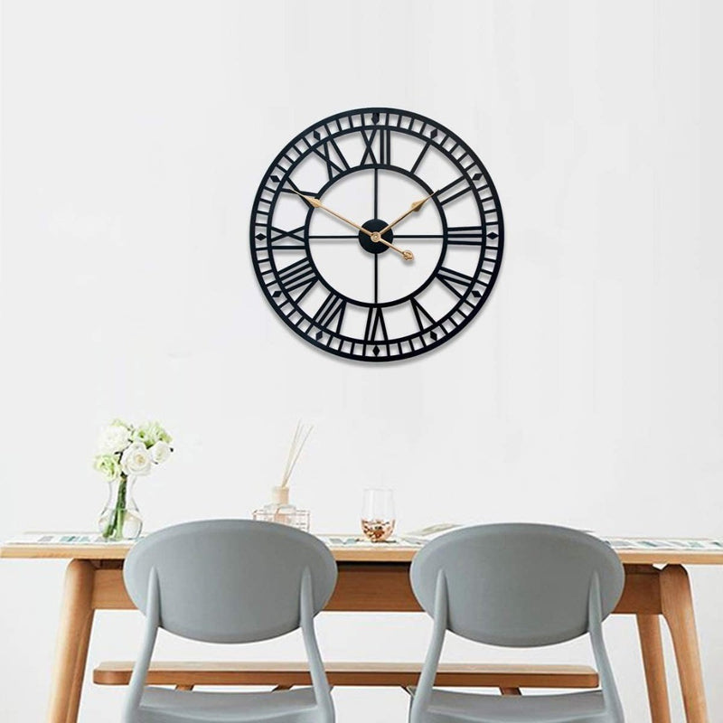 Large Wall Clock Non-ticking Decorative Black