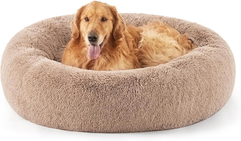 Donut Dog Bed Large Fluffy Camel