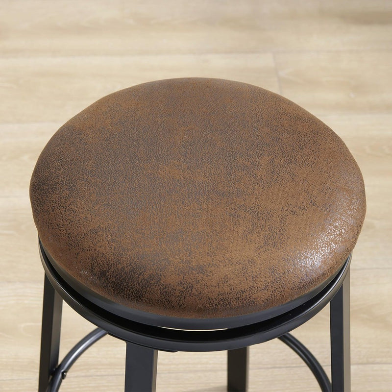 Round Backless Bar Stools Set of 2 Brown