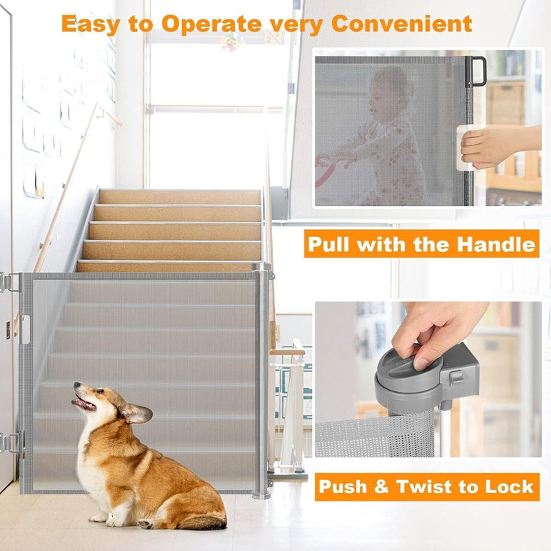 Retractable Stair Gate for Baby, Extra Wider Safety Dog Gate 150cm, 86cm tall