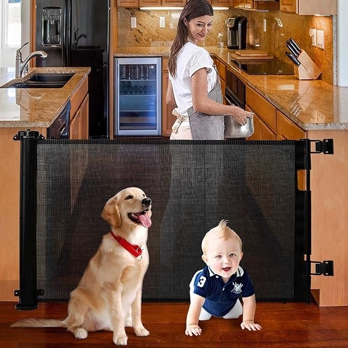 Retractable Baby Gate - Upgraded Stair Gates for Dogs, 150x86CM Stair Gates for