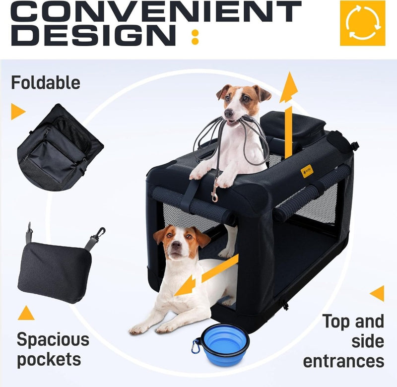 Dog Travel Crate Large Pet Carrier Black