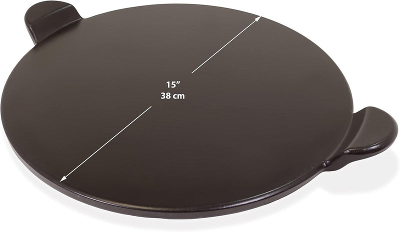 15" Pizza Stone Black Glaze Cordierite for Oven