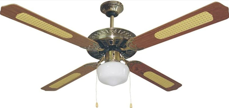 Ceiling Fan with Light E27, 60 W, Leather, 105 x 42 cm