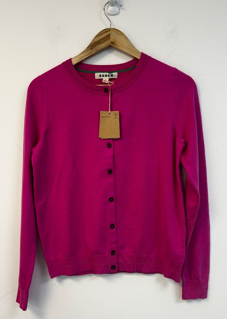 BODEN Catriona Cotton Cardigan Size Small Carmine Rose Pink NWT