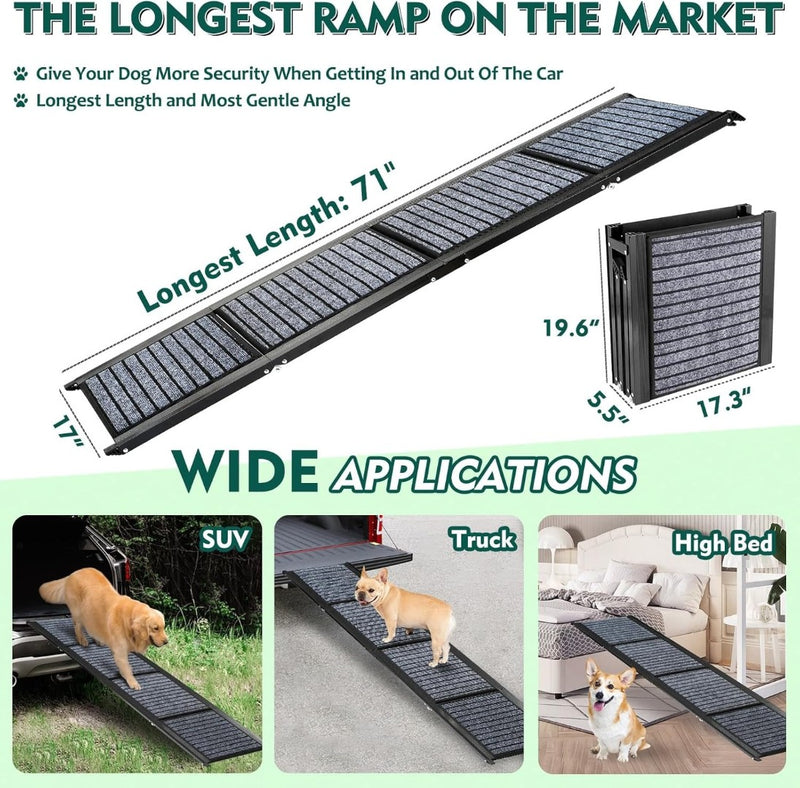 Foldable Portable Dog Ramp Non-Slip Rug Surface