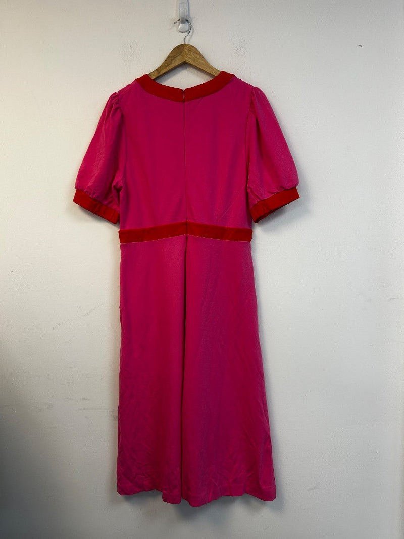 BODEN Philippa Ponte Midi Dress UK 16 Pink & Red NWT