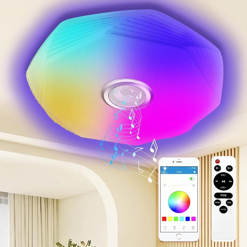 48W LED Ceiling Light Dimmable Bluetooth Speaker 39cm Dia