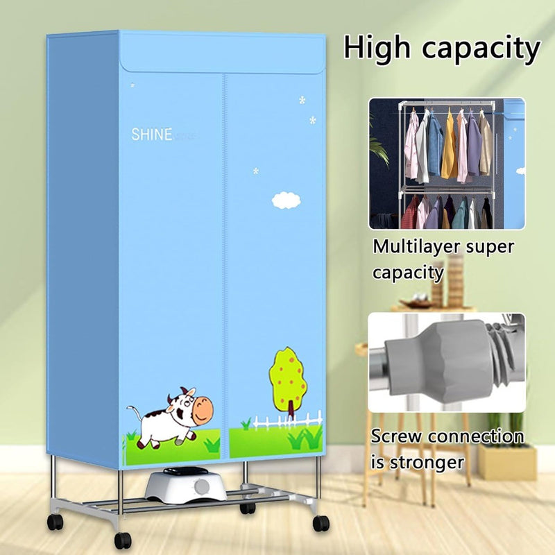 2-Tier Heated Clothes Dryer with Heated Cover Indoor Stainless Steel Cabinet