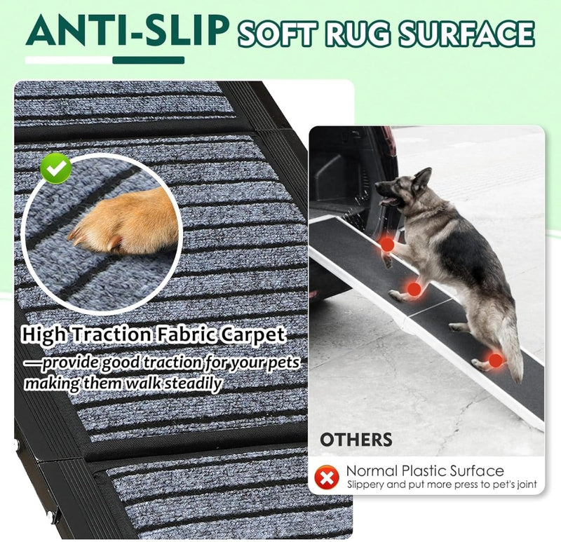 Foldable Portable Dog Ramp Non-Slip Rug Surface