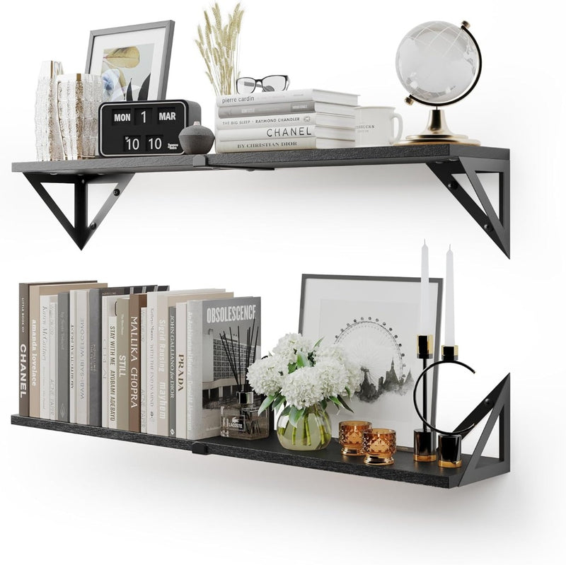 Wall Mounted Floating Shelves Set of 3 Black