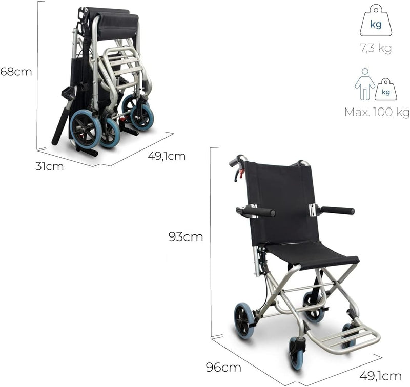 Folding Transport Wheelchair Ergonomic Black