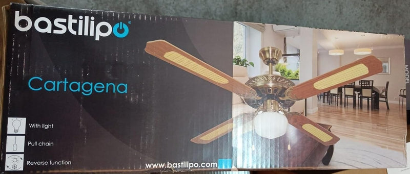 Ceiling Fan with Light E27, 60 W, Leather, 105 x 42 cm