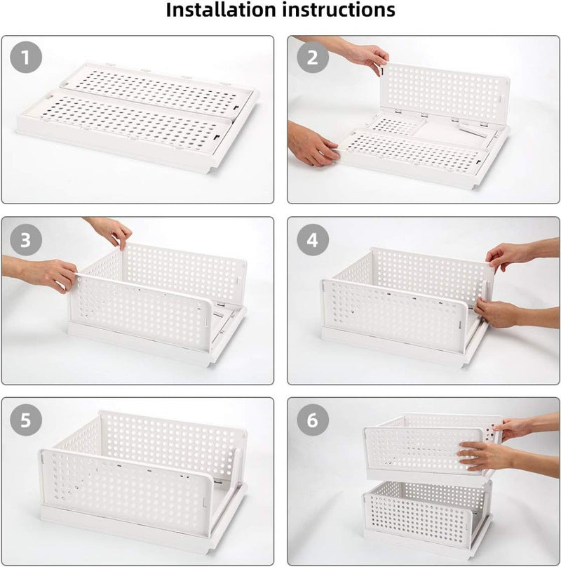 Set of 4 Stackable Foldable Wardrobe Storage Box Organizer (Easy Open