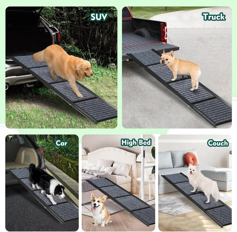 Foldable Portable Dog Ramp Non-Slip Rug Surface