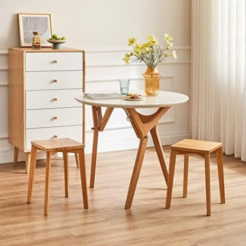 Square Wooden Stools 4PCS 29 x 44 x 33cm