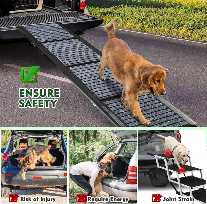 Foldable Portable Dog Ramp Non-Slip Rug Surface