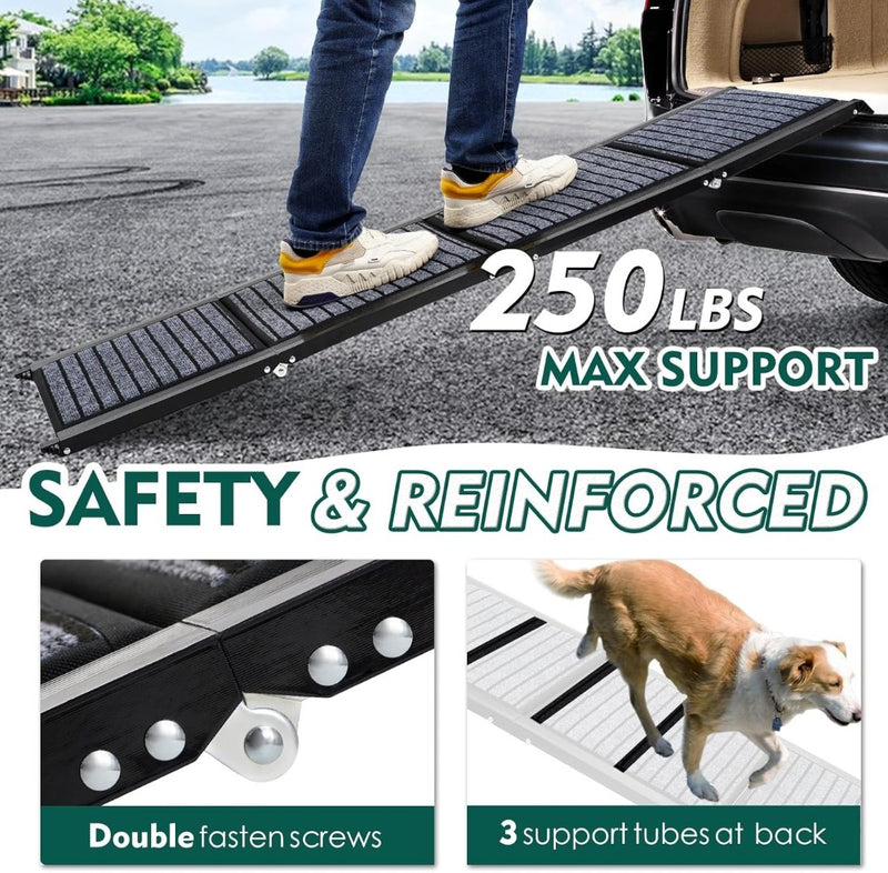 Foldable Portable Dog Ramp Non-Slip Rug Surface