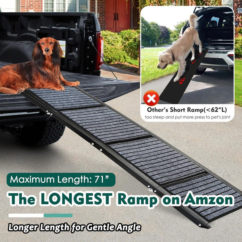 Foldable Portable Dog Ramp Non-Slip Rug Surface