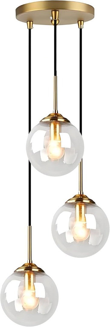 Glass Pendant Lights 3 Globes Industrial E27