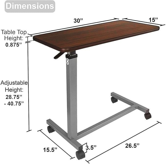 Medical Overbed Table- Brown