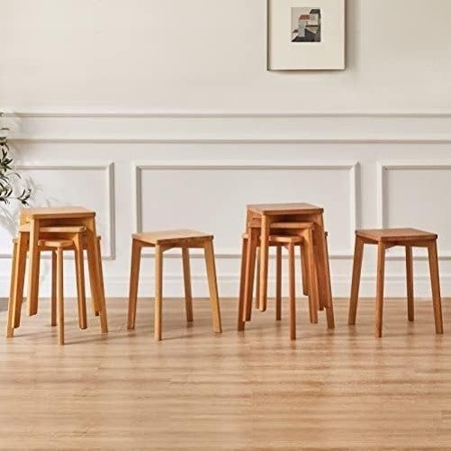 Square Wooden Stools 4PCS 29 x 44 x 33cm