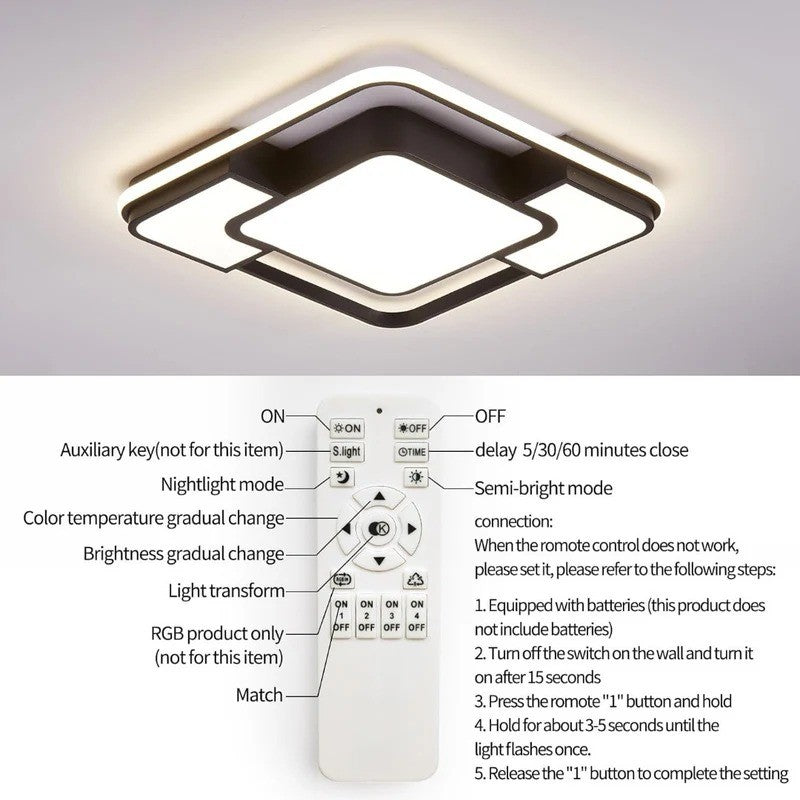 minifair Led Ceiling Light for Bedroom,Remote Control,Brightness Dimmable