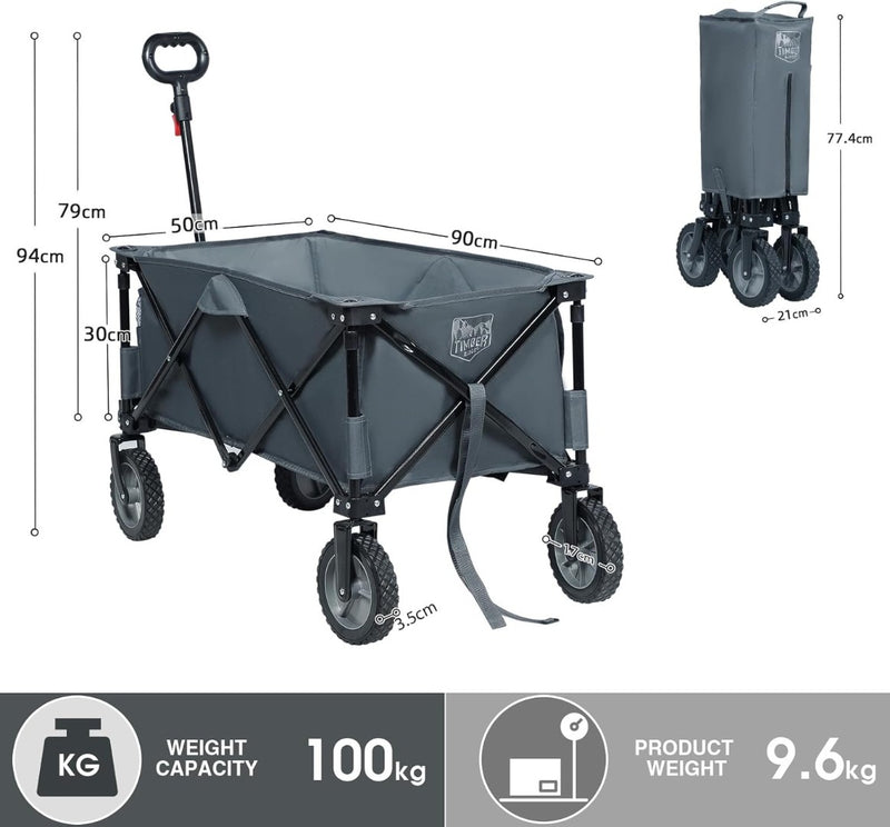 TIMBER RIDGE Festival Trolley on Wheels with Adjustable Handle, Collapsible