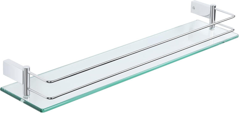 Tempered Glass Shelf - Polished Chromed Frame - Wall Mounted - 24 inches