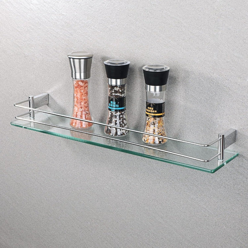 Tempered Glass Shelf - Polished Chromed Frame - Wall Mounted - 24 inches